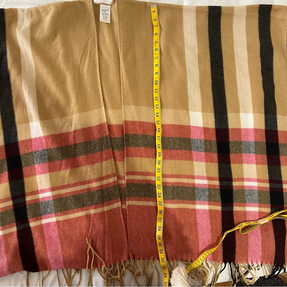 Woolrich Plaid Blanket Wrap Shawl One Size Fringe Cozy Soft Hygge Winter… - Picture 6 of 6